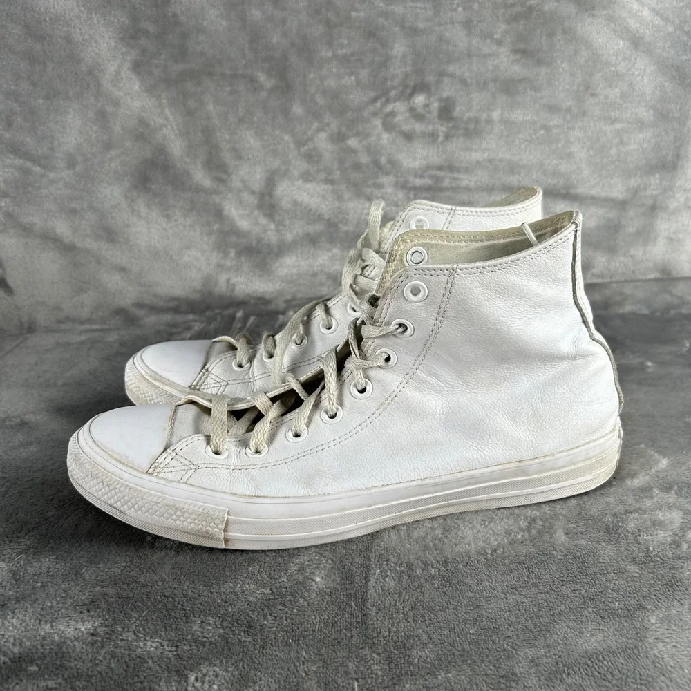 Converse Chuck Taylor All Star High Top White Leather Mens 9.5 Womens 11.5 1T406